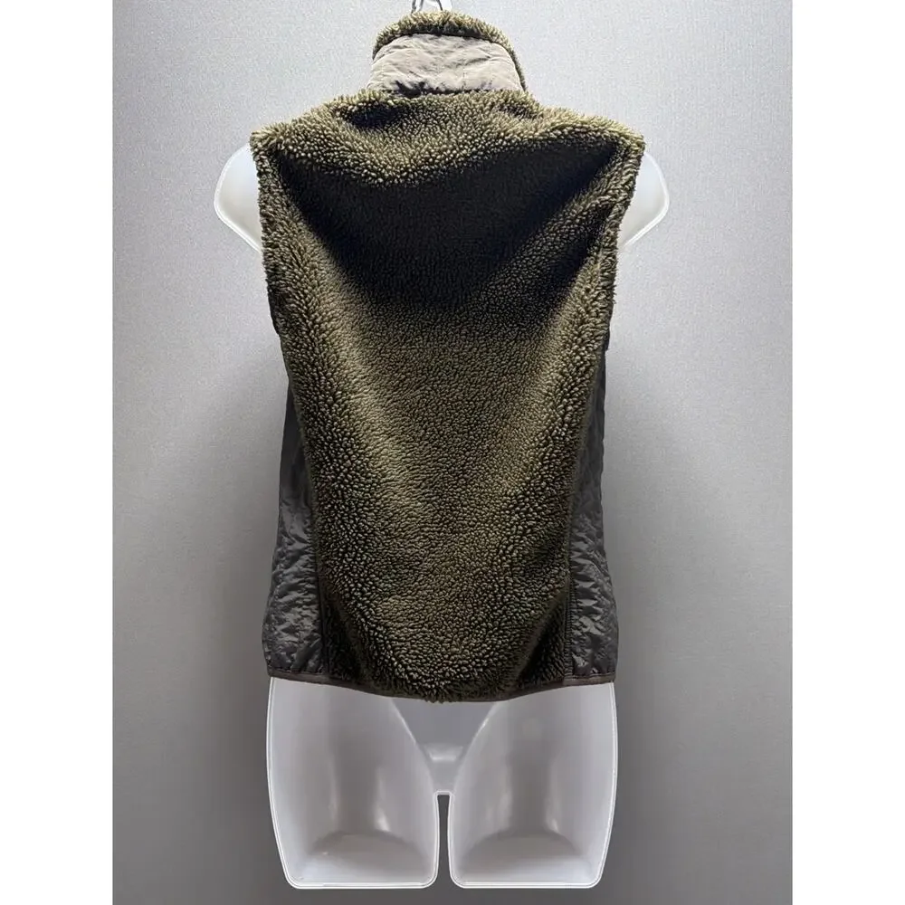 Patagonia Womens Deep Pile Retro Vest BROWN Sherpa Fleece Full Zip Jacket Size S